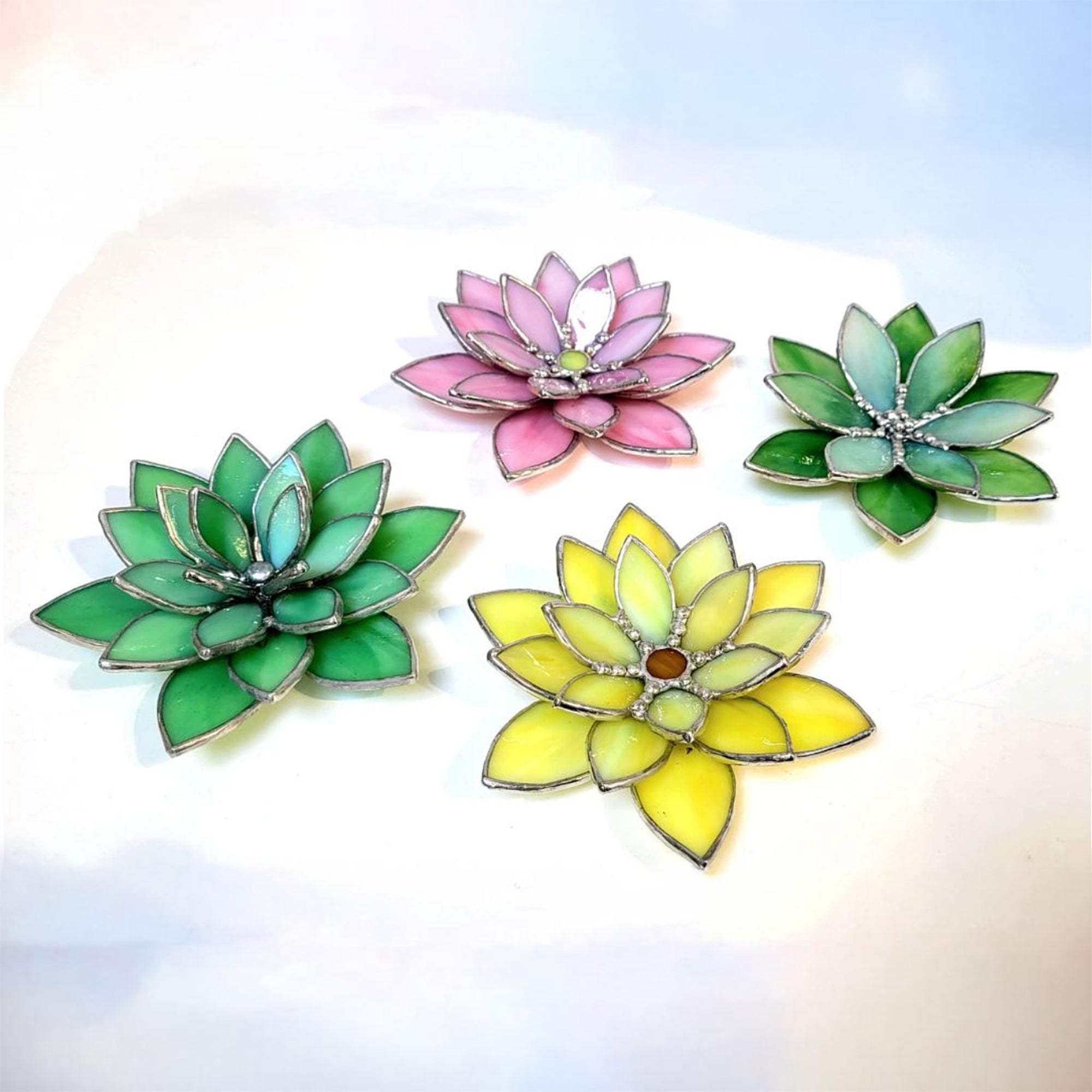 Stained Glass Succulents and Water Lilies